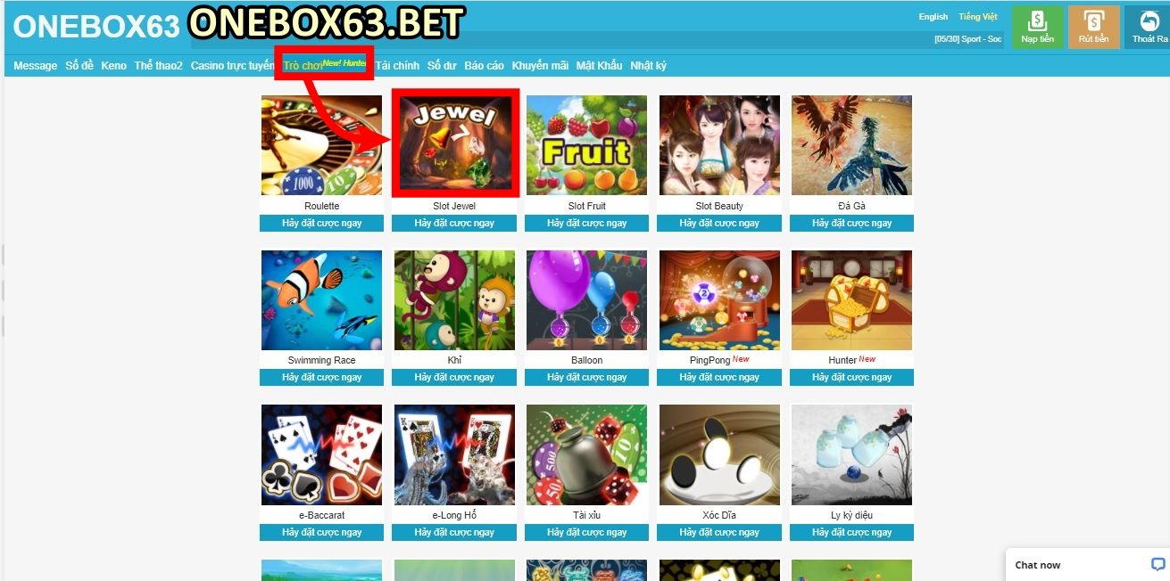 Cách vào trò chơi Slot Jewel nhanh nhất tại nhà cái Onebox63